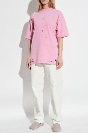 Balenciaga Jeans With Logo, Womens, Cream