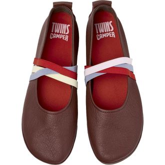 Camper Right Nina Twins Mismatch Ballerina Flat in Burgundy at Nordstrom, Size 41