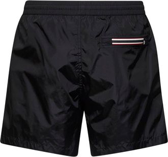 Moncler Mens Swim Shorts Technical Nylon Black Polyamide Beachwear Sea Clothing