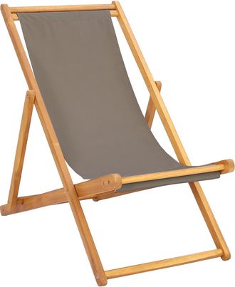 vidaXL Silla De Playa Topo Madera De Teca Maciza Vidaxl