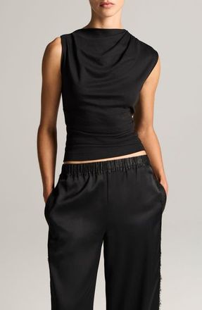 Vince Cowl Neck Sleeveless Pima Cotton Top in Black at Nordstrom, Size Xx-Small