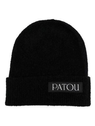 Patou logo-patch wool beanie - Black