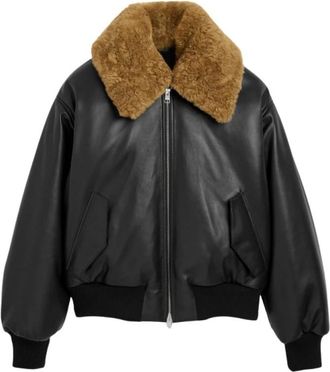 Ami Giacca imbottita con zip e colletto in shearling - - Jackets - Donna - Nero - XS