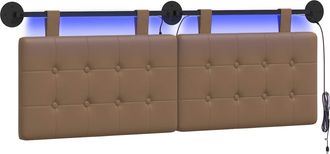 vidaXL Cabecero Colgante Con Luz Led Capuchino Cuero Sint&eacute;tico Vidaxl