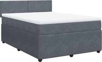 vidaXL Vidaxl - Cama Box Spring Con Colch&oacute;n Terciopelo Gris Oscuro 160x200 Cm