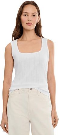 Michael Stars Perla Soft Square Neck Tank Top Womens Clothing White : XL (US 10-12), Cotton