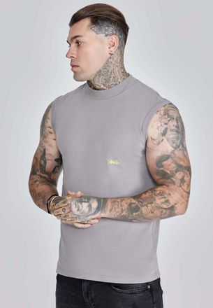 Siksilk Kurzarmshirt SIKSILK Siksilk Top Active Vest, Herren, Gr. XL, grau, Obermaterial: 100% Baumwolle CO., Shirts Kurzarmshirt