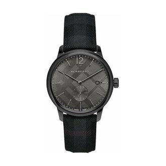 Burberry Accessoires, Heren, Zwart, ONE Size, Leer, Klassiek Rond Horloge