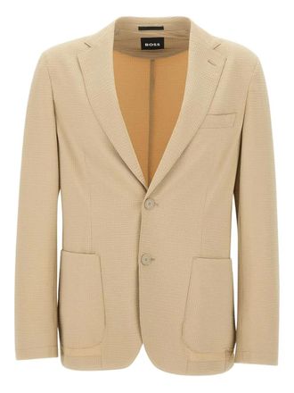 BOSS textured blazer - men - Recycled Polyamide/Elastane/Polyamide/Polyester/Cotton - 52 - Neutrals