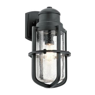 Loops Outdoor IP44 1 Bulb Wall Light Lantern Textured Black LED E27 60W d01819
