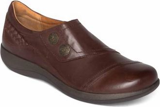 Aetrex Womens Karina Leather Monk Strap Shoe In Brown