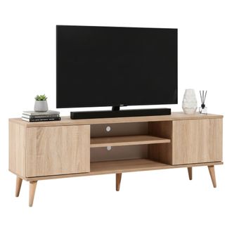 Dmora Soporte Tv Argegno, Un Estante, Puerta Abatible, 2 Puertas, 140x40x50h Cm Roble Marr&oacute;n