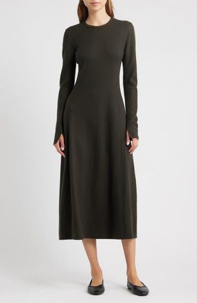Rag & Bone Yan Long Sleeve Wool Sweater Dress in Army at Nordstrom, Size 12