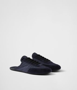 Prada Collapse Re-Nylon and suede mules