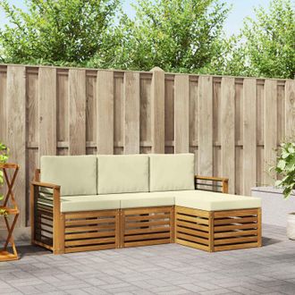 vidaXL Vidaxl Set Di Divani Da Esterno 4 Pz Naturale E Crema