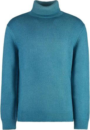 Malo Cashmere blend turtleneck sweater - Heren - Cashmere truien - Blauw - L - Katoen - Truien & Vesten