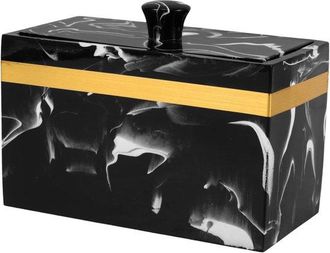 No Brand Organizador De M&aacute;rmol Para Bastoncillos De Algod&oacute;n Y Discos Desmaquillantes, Caja De Almacenamiento De Lujo Con Tapa, Compartimentos Para Un Acceso R&aacute;