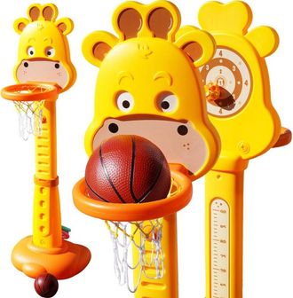 OEM Set De Baloncesto Canasta Jirafa Melod&iacute;as Ajustables 3 Juegos + Pelotas + Aros