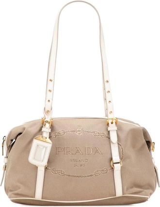 Prada Pre-owned Shoulder Bags, female, Brown, Size: ONE SIZE Pre-owned Canvas Top Handle Bag