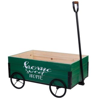 Wanderlust Deco Carretilla de madera y metal con mango de arrastre 63x39,5x72h cm