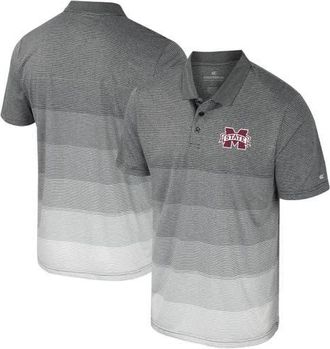 Colosseum Mens Colosseum Gray Mississippi State Bulldogs Striped Mesh Polo at Nordstrom, Size X-Large
