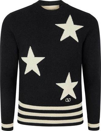 Valentino Round-neck Knitwear, male, Black, Size: L Maglia Girocollo