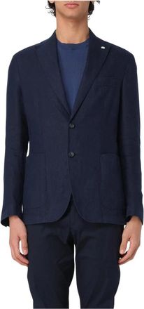 Manuel Ritz Groen Linnen Pak Jas Stijlvol - Heren - Blazers - Blauw - XL - Linnen - Jassen