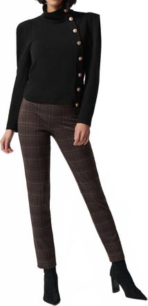 Joseph Ribkoff Plaid Slim Fit Trouser In Brown Multi