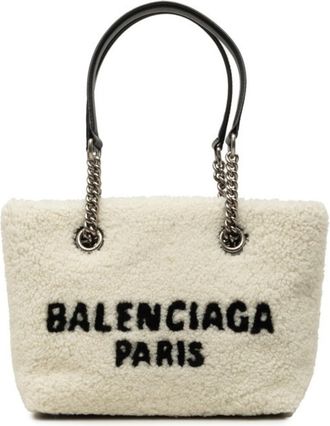 Balenciaga Black White Leather Tote Bag (Pre-Owned)
