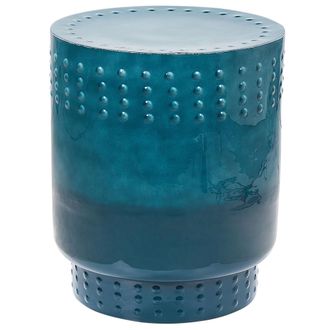 Beliani Mesa Auxiliar De Metal Mesa De Centro Decoraci&oacute;n Hierro Azul Abra