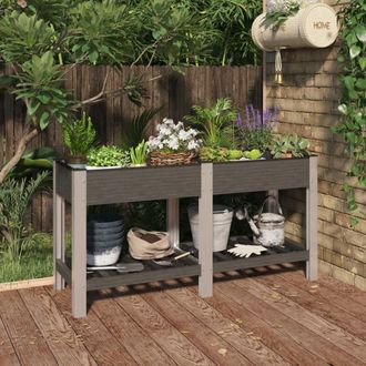 vidaXL Arriate De Jard&iacute;n Con Estante Wpc Gris 150x50x75 Cm Vidaxl