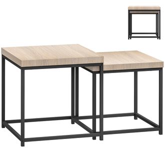 HOMCOM Mesas de centro 45x45x45 cm roble