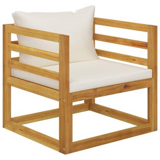 vidaXL Silla De Jard&iacute;n Y Cojines Color Crema Madera Maciza De Acacia Vidaxl