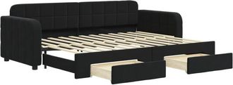 vidaXL Sofá cama nido con cajones terciopelo negro 80x200 cm Vidaxl