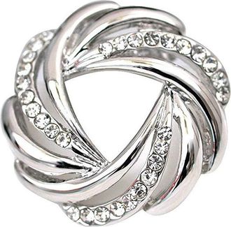 Generic Pretty Stereo Surround Design Brooch Shining Rhinestone Silk Scarf Ring Buckle Clip Jewelry Accessory for Daily Wear Or Evening Dress Silver 1PCS Ador