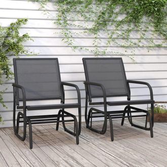 vidaXL Garden Glider Chairs 2 pcs Black 24x29.9x34.3 Textilene & Steel