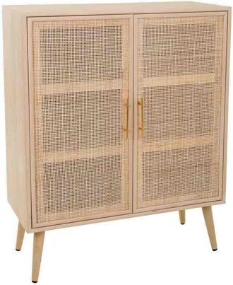 Wanderlust Deco Armario De Madera Y Rejilla Marr&oacute;n 80x37x101