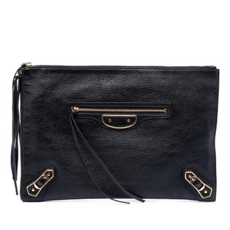 Balenciaga Pre-owned Balenciaga Medium Goatskin Motocross Classic Metallic Edge Clutch Ladies 3GP6GN317Z0I7HDB