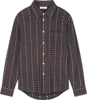 Olaf Hussein Cowboy Boxy Shirt - Heren - Casual Overhemden - Bruin - M - Overhemden