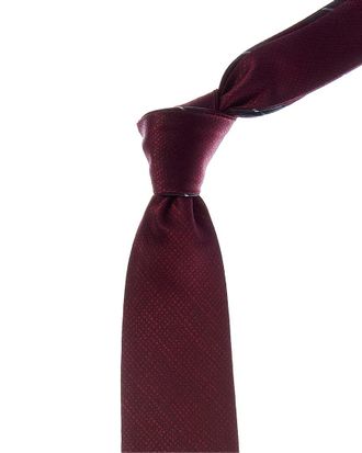 Canali Burgundy Stripe/Solid Reversible Silk Tie