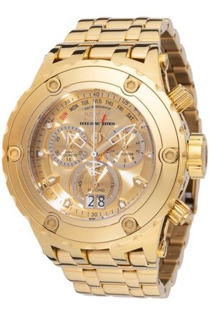 Invicta Reserve - GOLD RUSH 48607 Heren Horloge - Quartz Uurwerk - Roestvrij Staal met gouden Wijzerplaat - 52mm