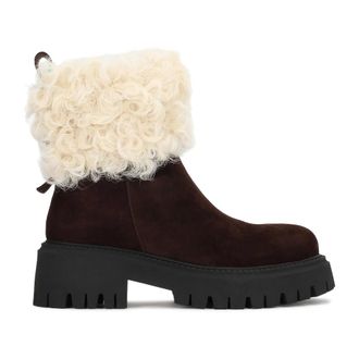 Kazar Schoenen, Dames, Bruin, 41 EU, Su&egrave;de, Kazar Bruine dames enkellaarsjes van su&egrave;de met natuurlijke vacht