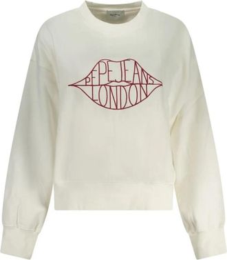Pepe Jeans London Bianco Katoenen Sweatshirt - Dames - Sweatshirts - Wit - XS - Katoen - Hoodies & sweatvesten