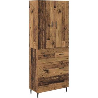 vidaXL Aparador Alto Con Caj&oacute;n 2 Pcs Madera Envejecida Vidaxl