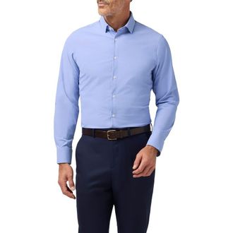 Mizzen+Main Leeward Trim Fit Performance Button-Up Shirt in Cobalt Straton Check at Nordstrom, Size Xx-Large