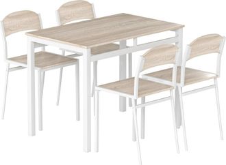 HOMCOM Conjunto de comedor 100x63x76.5 cm roble glaro y blanco