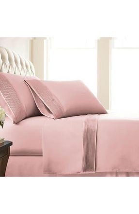 Southshore Fine Linens Premium Collection Pleated Extra Deep Pocket Sheet Set in Pastel Pink at Nordstrom Rack, Size California King