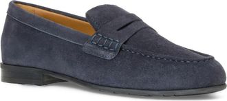 Aquatalia Ellis Penny Loafer in Navy Suede at Nordstrom, Size 10.5