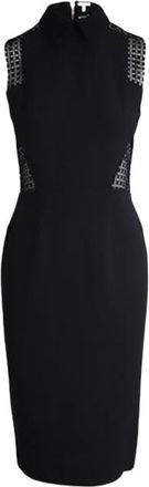Victoria Beckham Black Lace Insert Midi Dress Size S