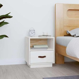 vidaXL Bedside Cabinet White 40x34x45 cm Solid Wood Pine Vidaxl